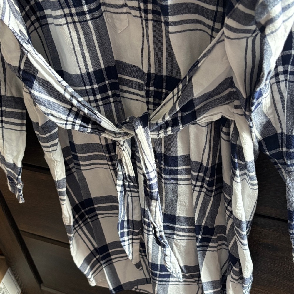 J. Crew Mercantile Navy and White Plaid Shirt Dress - Picture 4 of 4